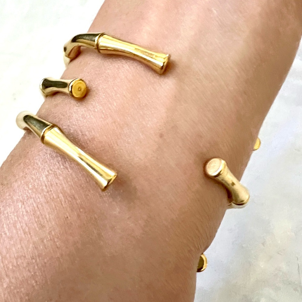 Vintage Bamboo Style Stainless Steel Gold Overlay Bracelets - Picture 5 of 10